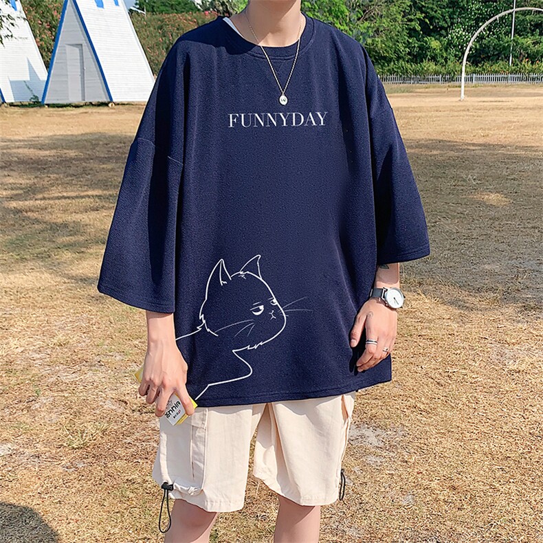 Q11149-P30春夏季七分袖t恤男大码五分袖男短袖中袖,男装T恤,电商A040
