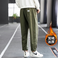 2023HK20139加绒日系篮球场大码纯色绣标长裤M-5XHK20470-P45，男装休闲裤，电商A022