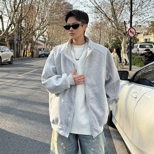 夹克男女韩版潮流宽松帅文艺浅灰色2026春季ins外套卫衣W6483-P73图片