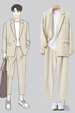 秋季新款男士休闲港风宽松西服套装衣服+裤子整套西装XZ810-P150，男装西服套装，星座505-3