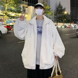 水波纹立领羊羔毛棉衣男生冬季港风潮牌宽松保暖外套 JY92图片