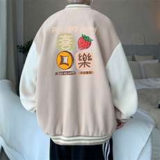 摇粒绒棒球服男大码开衫卫衣男夹克BF86322-P65，男装夹克，电商A040
