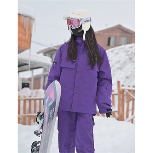 冬季防风防水滑雪服男女大码单板中性风套装HF58+K1002J加绒-P235图片
