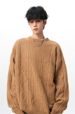 8XL-M圆领毛衣男秋冬季宽松慵懒套头麻花针织衫毛线衣MY19005P68，男装针织衫/毛衣，电商B312