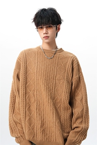 8XL-M圆领毛衣男秋冬季宽松慵懒套头麻花针织衫毛线衣MY19005P68图片