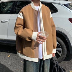 男装拼色夹克23秋冬新款呢料毛呢大衣男生外套XZ514-2-F627-P115，男装夹克，星座514-2(原B239)