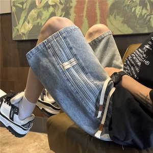 ！ 夏季新款三条杠贴标设计款牛仔短裤男女 XKZ415-P40特控58图片