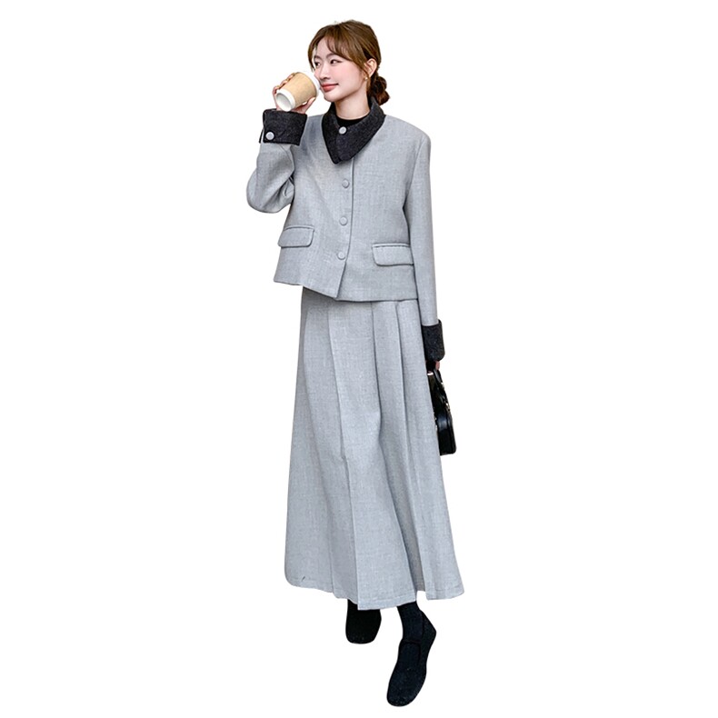（新品）学院风减龄小香风羽绒内里半裙套装F595-P195-K298,女装套装/套裙,2C255