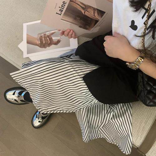 7972条纹拼接半裙，女装半身裙，XTZ style