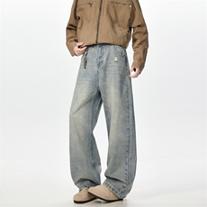 现货~~美式复古水洗做旧直筒宽松牛仔裤BK590-P50控88，男装牛仔裤，星座515