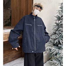 26春装高品质老钱风立领夹克外套男女美式潮牌拉链工装风宽松上衣，男装夹克，电商A486