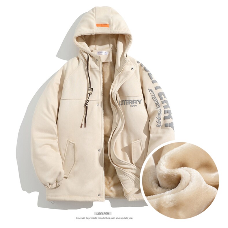 麂皮绒连帽棉衣男女棉服新款棉袄加绒外套冬装3355-P90控128,男装棉衣,星座207