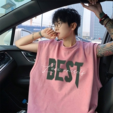 ！2025夏季新款男士潮牌麂皮绒背心情侣无袖T恤TLBX02特P18，男装背心/马甲，电商B220