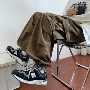 日系工装裤男直筒阔腿抽绳束脚裤灯笼裤男女宽松阔腿裤GK530-P43图片