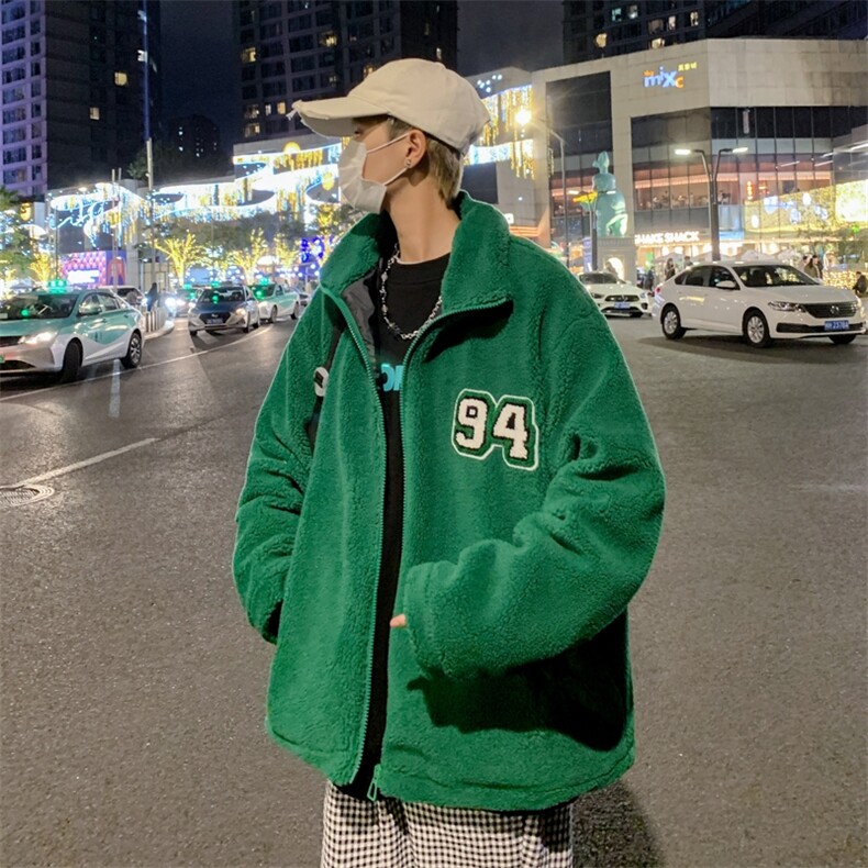 23秋冬 港风羊羔毛夹克外套日系潮宽松休闲棒球服棉衣 JK30/P100图片