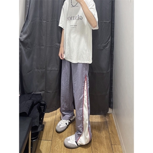 美式高街 hiphop速干拼接运动微喇休闲裤货号K2315P45图片