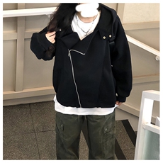网图重磅380克全棉宽松设计感拉链套头连帽卫衣外套AH912-P58，女装短外套，四季星座610B
