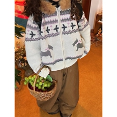 重磅北极绒座山雕毛衣外套冬美式复古休闲慵懒风大毛毛领针织开衫，男装针织衫/毛衣，电商A486