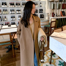 2025秋冬百搭时尚简约袖带长款大衣舒适百搭，女装双面呢大衣，荣图大衣