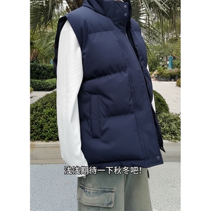 现货5W件冬季三防boxy短款立领棉衣马夹外套男女加厚马甲保暖棉服