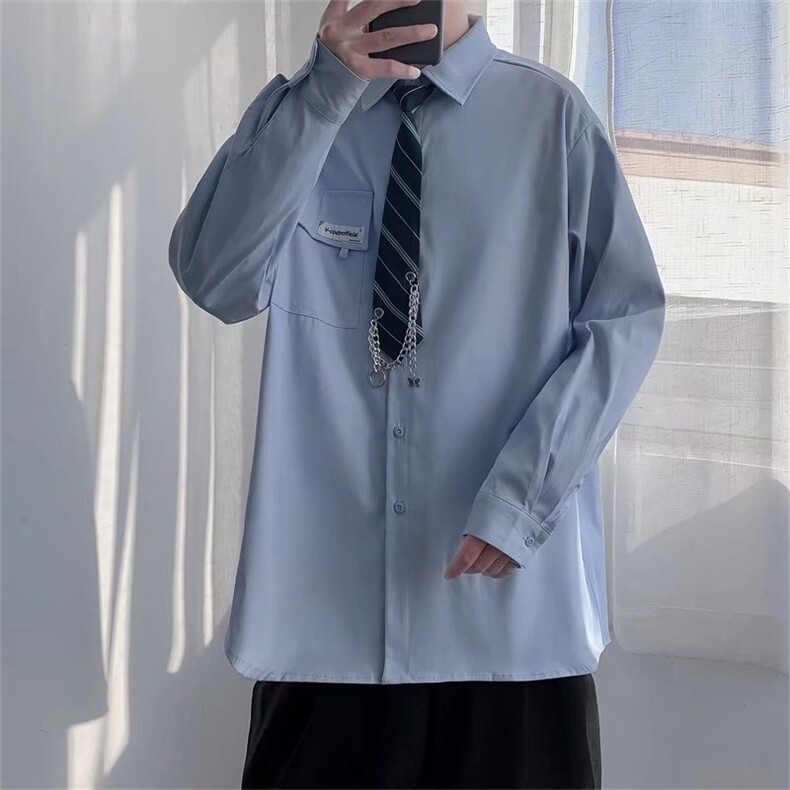长袖衬衫男港风日系春季韩版潮流帅气衬衣K8913P35,男装衬衫,星座1116-2