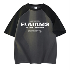 抖音得物高品质二开240克宽松纯棉美式潮牌插肩袖拼接短袖T恤，男装T恤，电商A486