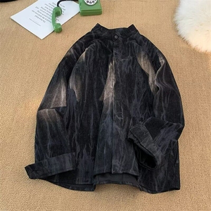 泼墨扎染长袖衬衫男女春季新款美式慵懒小众宽松休闲衬衣外套C566,男装衬衫,星座601-1