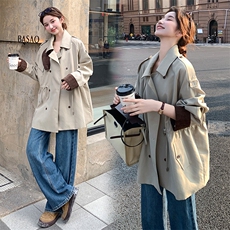 现货秋季新款拼色风衣，女装风衣，纯色衣恋