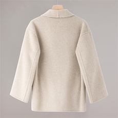 2025年秋季新款百搭女士POLO领杜短款大衣，女装双面呢大衣，鹿展羊绒大衣
