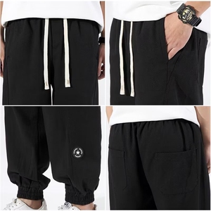春款男休闲裤五角星贴标束脚纯棉长裤M-5XL H310 P45图片