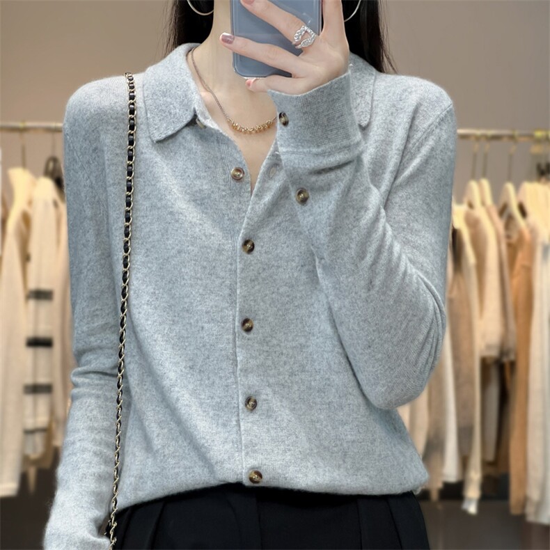时尚女式衬衫10%柔软贴身修身显瘦优雅百搭,女装羊绒衫,业大羊绒