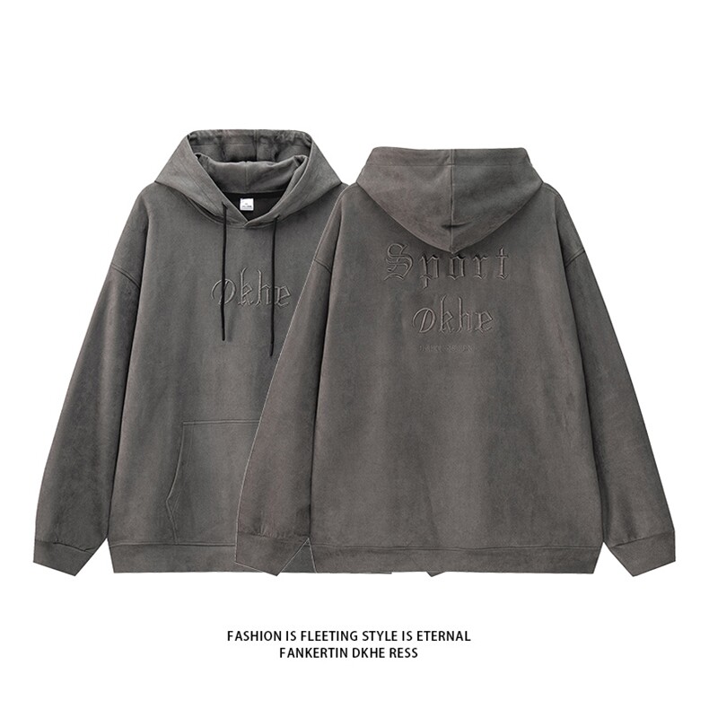 M-6XL380克大码秋季新款连帽麂皮绒刺绣套头卫109-W02042-P58,男装卫衣,星座109