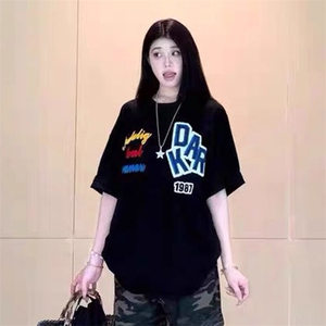 万针全刺绣工艺抖音得物高品质260克重磅纯棉双纱美式高街短袖T恤图片