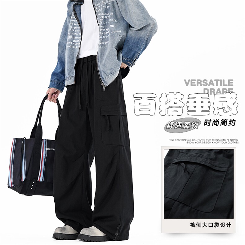 美式酷飒风工装裤新款宽松直筒阔腿潮牌裤子简约K02539-P65,男装工装外套,星座308B-2