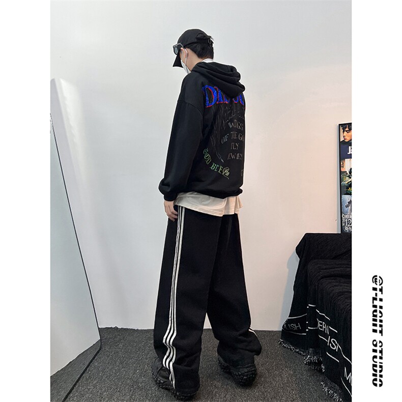 B221美式ins高街小众宽松三条杠运动牛仔裤LK23130-P60控78,男装牛仔裤,电商B221