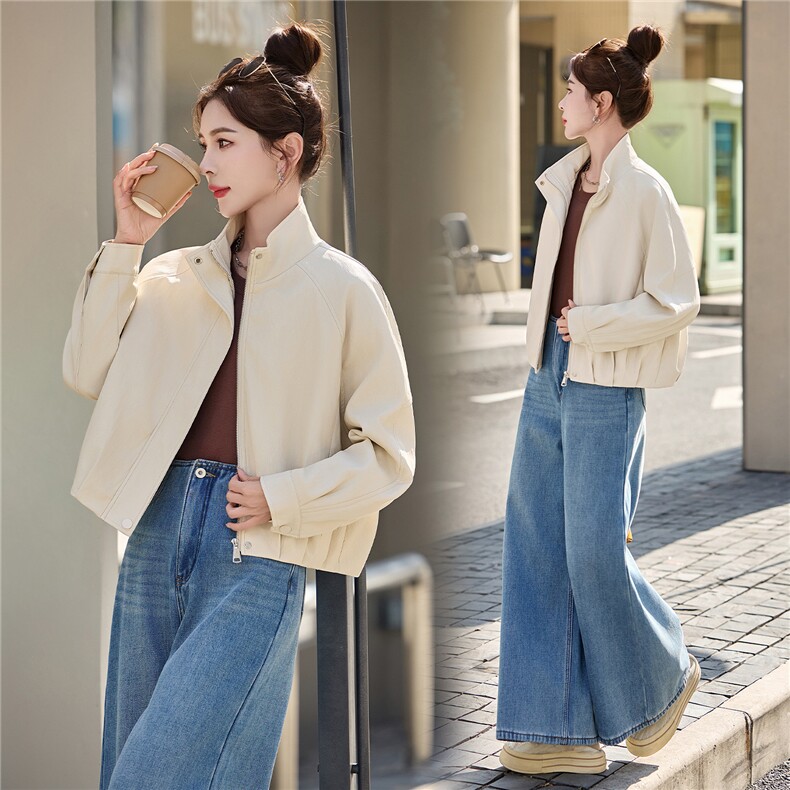 BAO现货外套女2026新款春秋季简约翻领软皮衣夹克上衣女装PU,女装皮衣,潮流依族