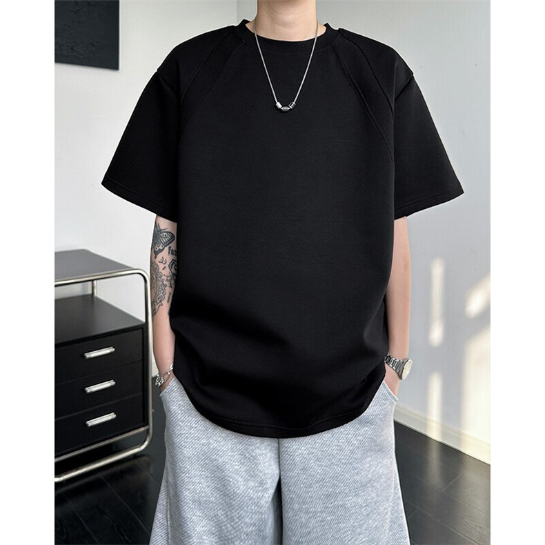 8XL-M美式高街高克重短袖T恤男宽松短款BOXY正肩上衣半袖DX334,男装T恤,电商D206-1