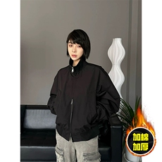 现货冬季美拉德立领飞行夹克廓形高街棒球服加棉加厚棉衣外套，男装夹克，电商A486-1