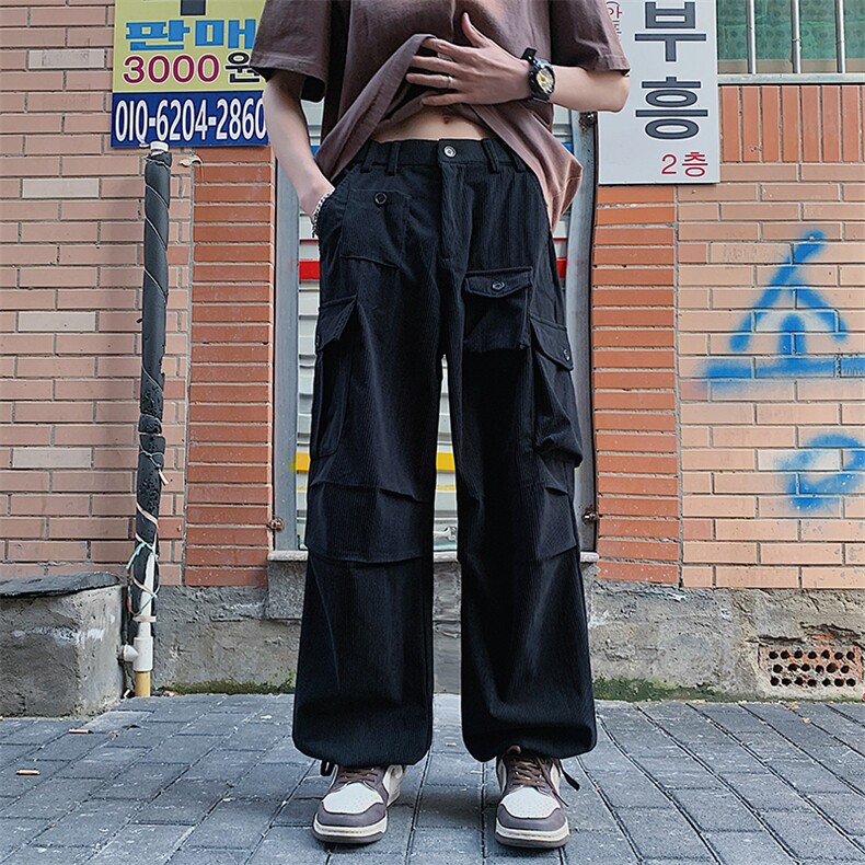 灯芯绒工装裤男士春季宽松直筒裤子阔腿休闲长裤XZ212-QAK887-P55,男装工装外套,星座212