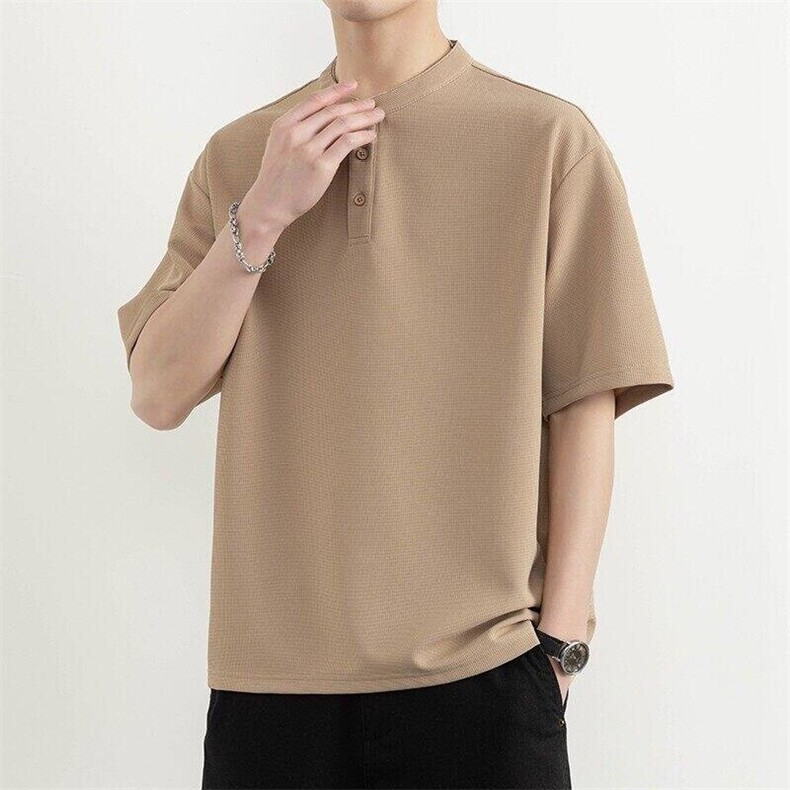 25067-特P50夏季休闲立领T恤男短袖打底衫休闲亨利领短袖polo衫男,男装T恤,电商D310B