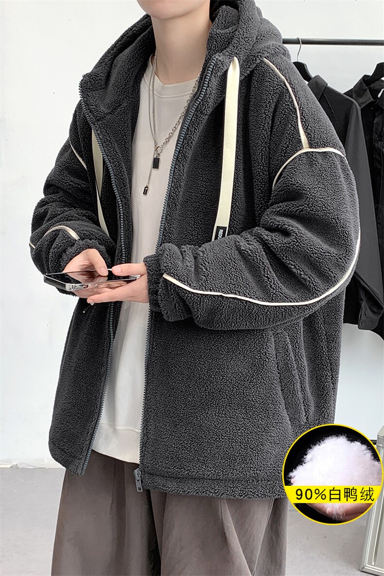 冬装港风时尚羊羔绒连帽外套羊羔毛羽绒服男女8153-P195控价268,男装羽绒服,电商A441-1