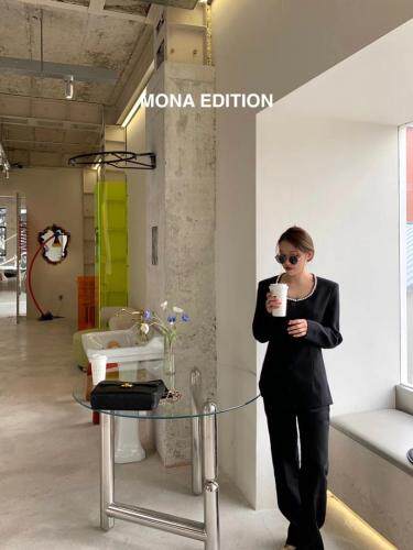 珍珠领上衣，女装，HE