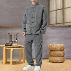 男士外套灯芯绒夹克套装盘扣立领风XZ1512-2501套装-P110，男装夹克，星座1512