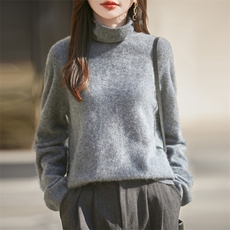 2025年秋季通勤时尚百搭通勤简约休闲堆堆领，女装羊毛衫，昭美羊绒