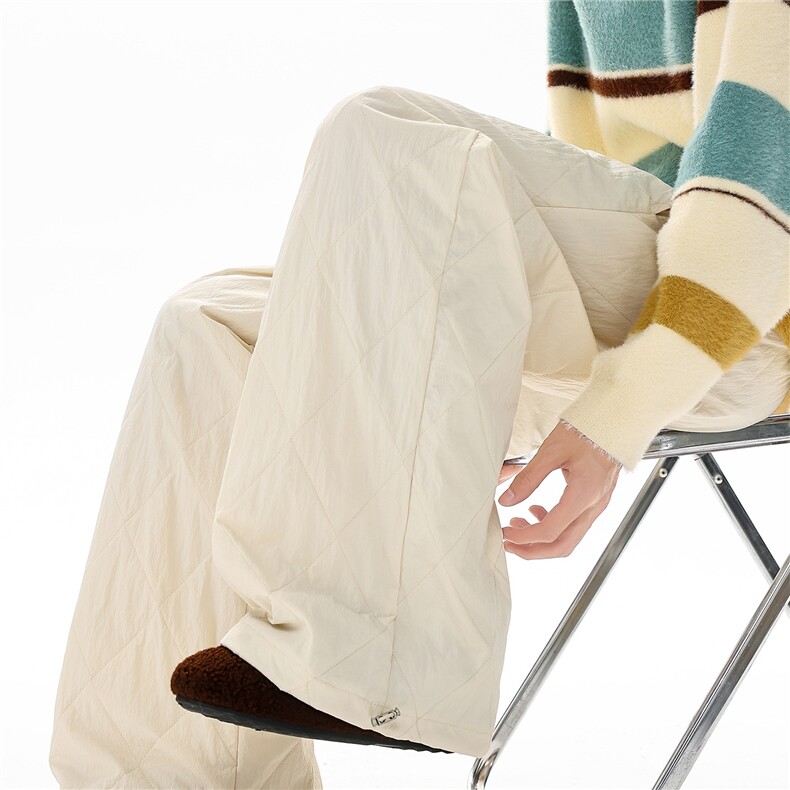 ZK8055-特P48菱格压线夹棉裤子秋冬大码休闲直筒裤，男装棉裤，电商A059