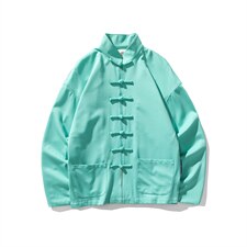秋冬大码风加厚夹克外套立领盘扣情侣中性唐装汉服JK20/P135,男装夹克,钱塘713