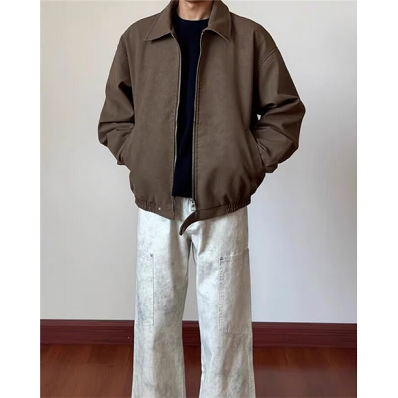 复古翻领夹克男款小众高级感基础款休闲宽松百搭外套上衣JHT158,男装夹克,星座1116A（原606A-3）