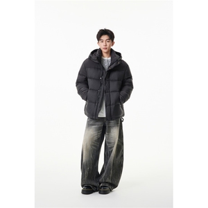 90%绒新标有报告连帽撞色韩版宽松羽绒服外套Y990/370 现货图片