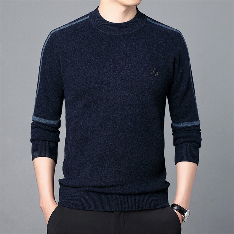 CM61125钱塘2020-2中年男士百搭纯色冬季厚款半高领羊毛衫P147,男装针织衫/毛衣,钱塘207-2