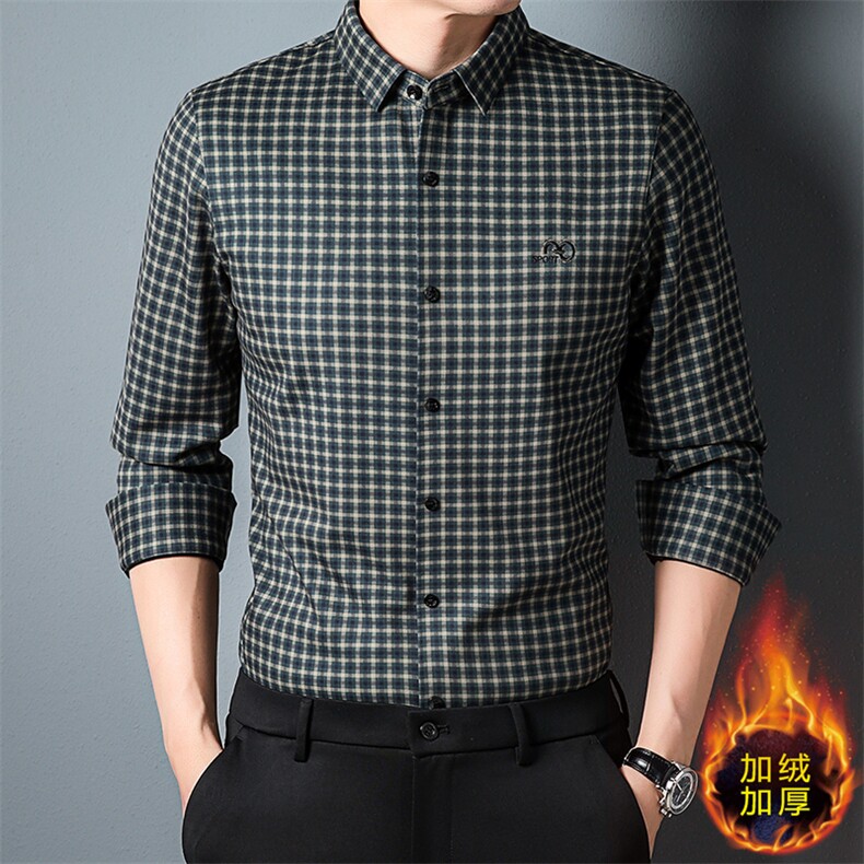 CA10107003钱塘2020-2冬季厚款加绒商务休闲中年男士衬衫P85,男装衬衫,钱塘207-2